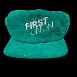 Used Vintage First Union snap back trucker hat.